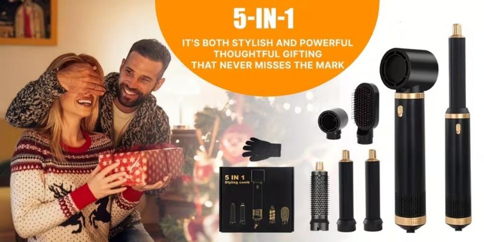 Multifunctional 5-In-1 Hair Styler, Automatic Curl/straight System, Smooth Shine, Quick Dry, Ceramic Coating, Salon Professional Blow Dryer