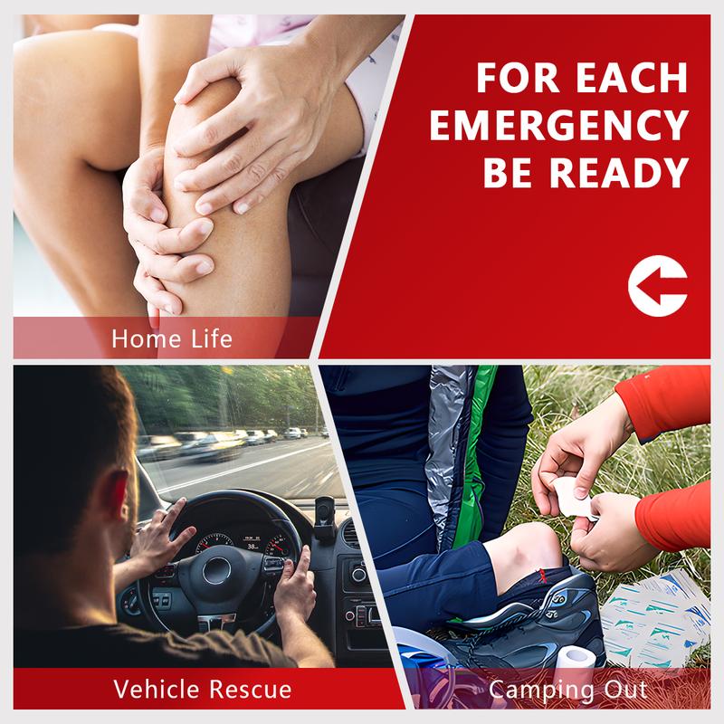 Portable Emergency Kit, 173pcs/bag Outdoor First Aid Kit, Compact Lightweight First Aid Bag for Home, Office, Car, Outdoor, Boat, Camping, Hiking Sterile Gauze Pads Medical Tape
