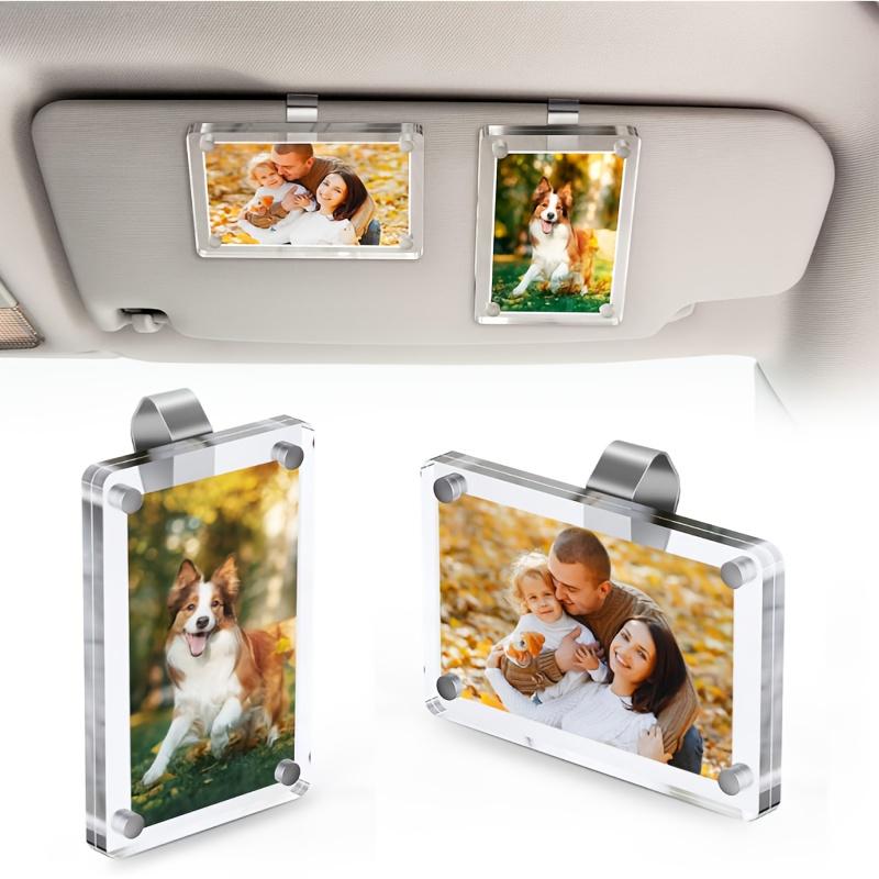 2-Pack Magnetic Car Sun Visor Photo Clips, Transparent Acrylic Display Picture Holder, Suitable for Family and Pet Photos, Easy-to-Install Design, Warm Gift foers, Durable Stylish Car Accessories, Car Sun Visor Frames, Mom Car Accessories, Car Supplies