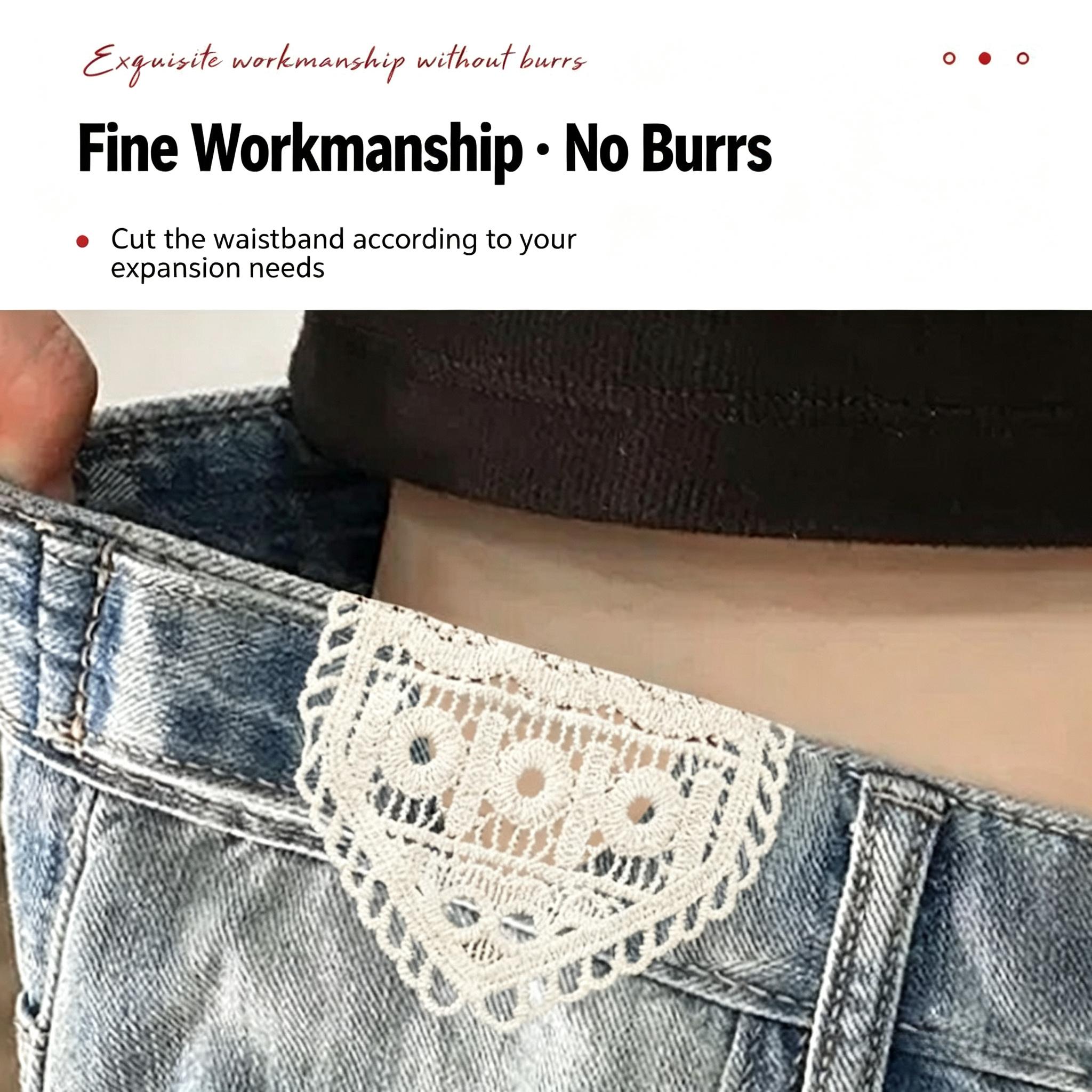 11-Pcs Jeans Waist Extender Bag Accessory, Adjustable Pants Waistband Extension with Lace Embroidery Fabric Insert, Comfortable Clothing Size Adjustment Tool
