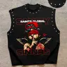 Men's Casual Sleeveless Vest Shirt, Sleeveless Tank Tops, Angel with Rose Tattoo Graphic Print, Comfortable Fabric, Streetwear, Ideal for Livehouse Party