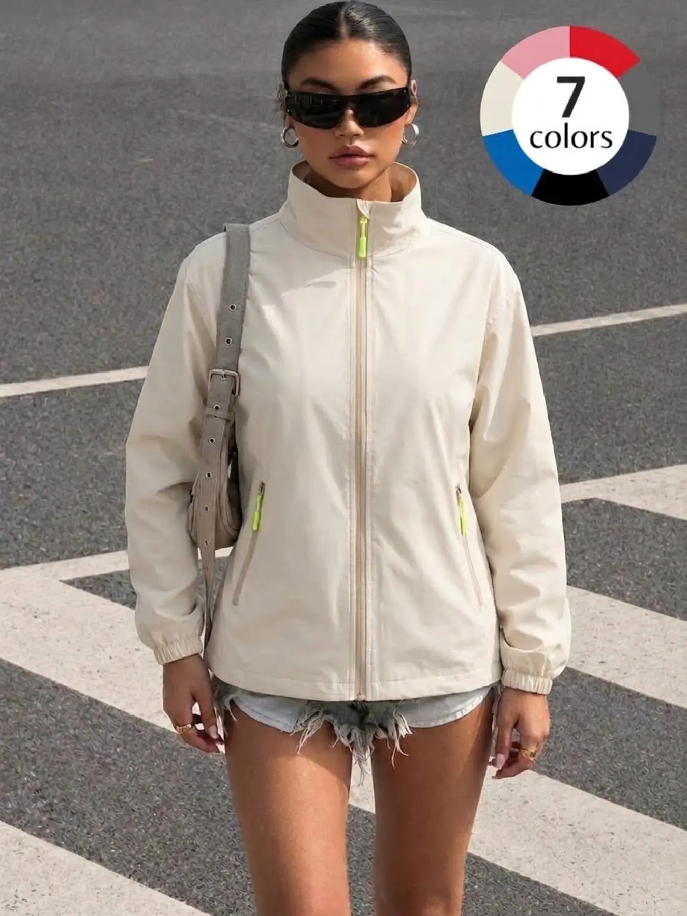 Women's Windproof Waterproof Hardshell Jacket, Comfortable Breathable Sports Outerwear, Unisex, Ideal for Running, Hiking, Fitness, Outdoor Activities