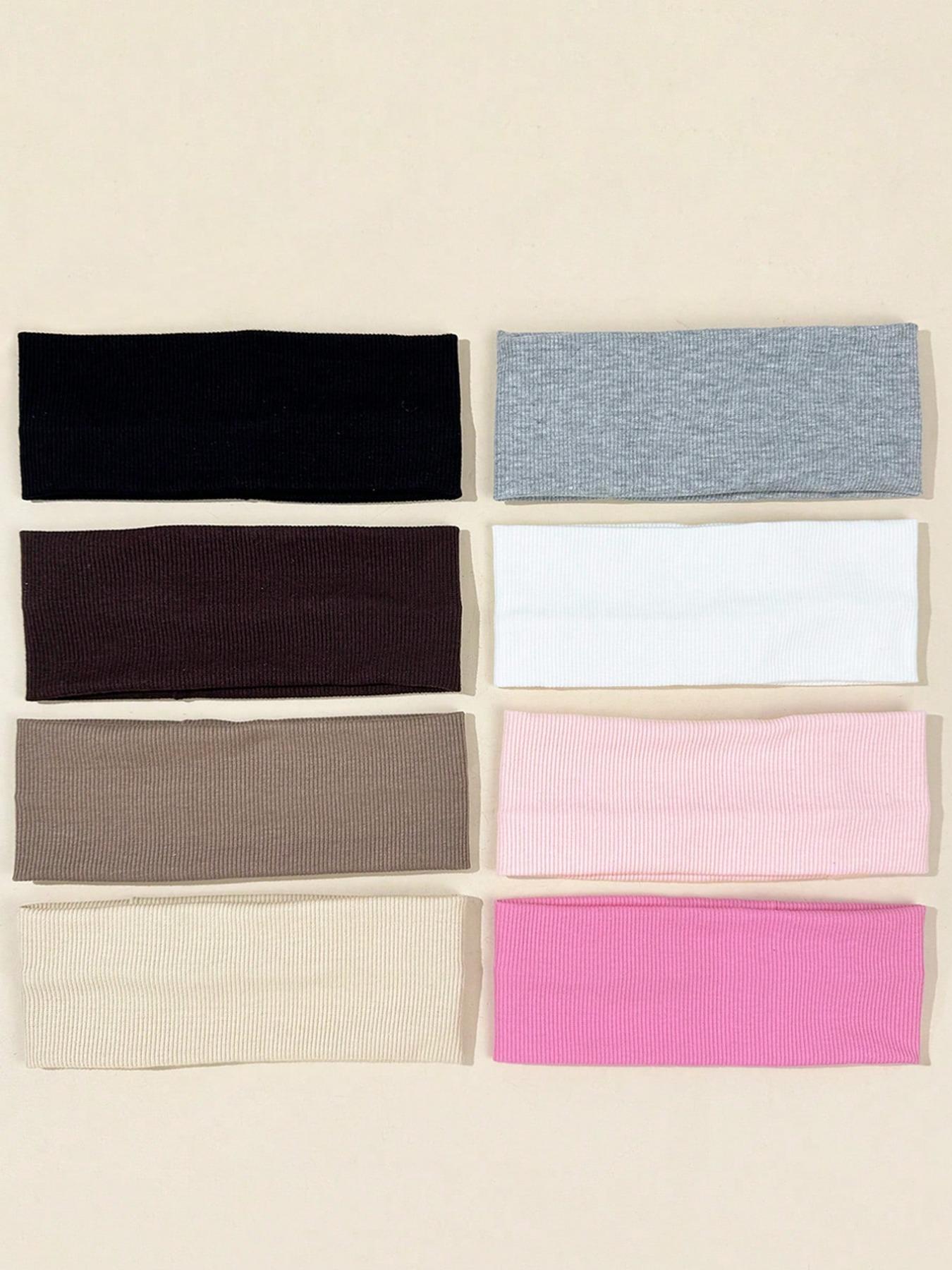8pcs Solid Color Breathable Moisture-Wicking Sports Headbands, Suitable for Gym, Running and Daily Wear, Sweat-Absorbing Hairbands, Elastic Headbands, Training Fitness Sweatbands, Workout Headband