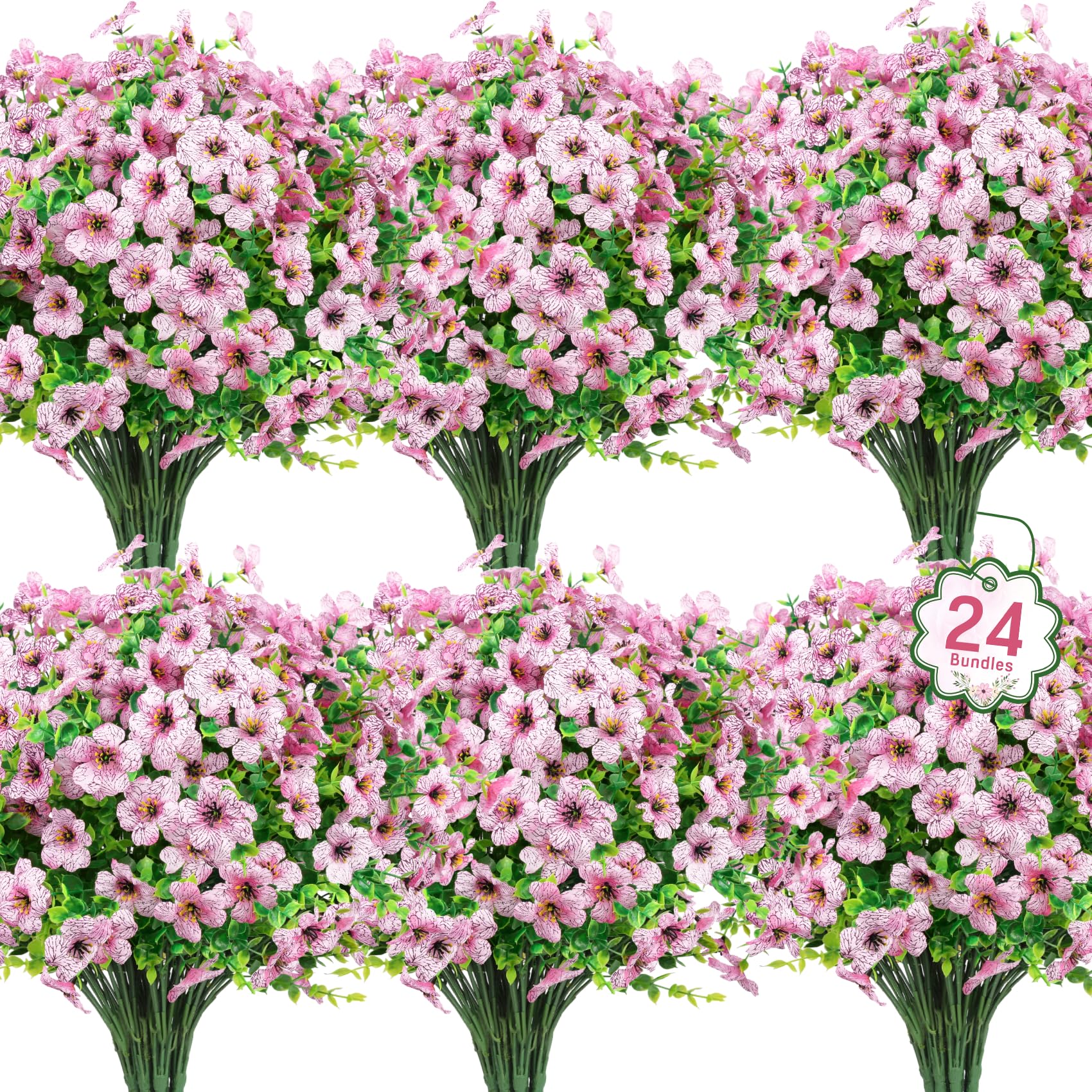 Artificial Flower ( 12/24pcs/set ) ，Mixed Color UV Resistant Fake Flower, Decorative Faux Flower Plant for Home & Garden & Yard，Outdoor Flowers,home decor（without Pot）