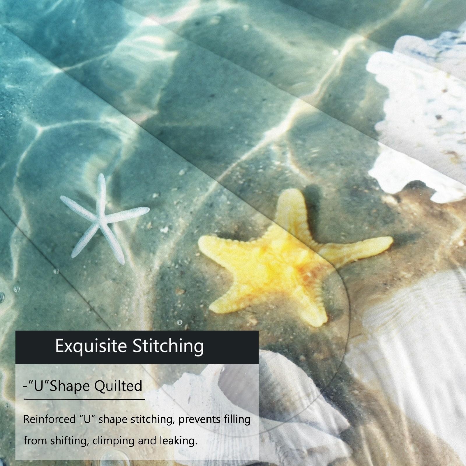 3pcs Bedding Set with Quilt and Pillowcase, Starfish and Shell Print, Comfortable and Breathable, Suitable for Adults, Teens, Kids