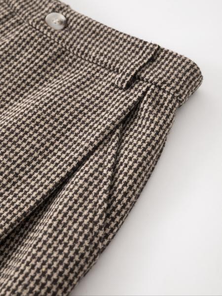 Women's autumn and winter thousand-bird pattern heavy-duty fabric pleated button elastic waist wide-leg trousers elegant split zipper work casual trousers suitable for any occasion autumn and winter essential women's trousers