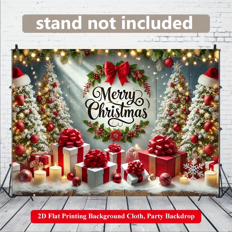 2D Flat Printing Backdrop Banner 1pc, Party Decorations Banners, Merry Christmas Theme Scene Vibrant Polyester Background Cloth for Family Party, Wedding, Birthday, Christmas, Thanksgiving, Fall, Entryway, Room Decorations, Easy to Set Up, Reusable