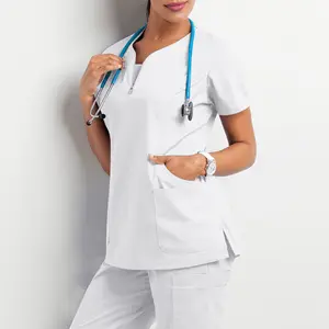 Short-sleeved scrub tops for women in the operating room, short T-shirts, workwear for nurses and surgeons, isolation gowns, workwear A