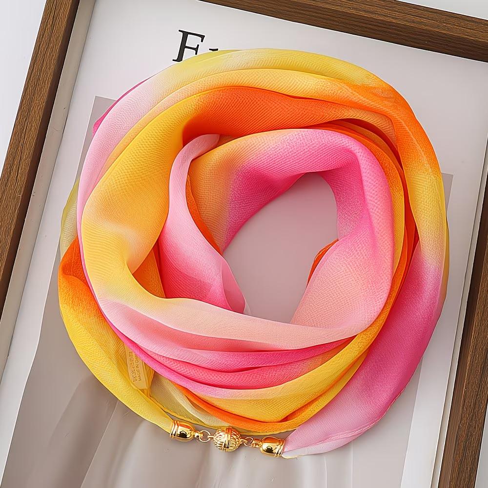 1 Piece Lightweight Rainbow Gradient Gold Ball Magnetic Scarf, Fashionable Shirt Accessory, All-Season Wear, Perfect Gift for Wife and Mother