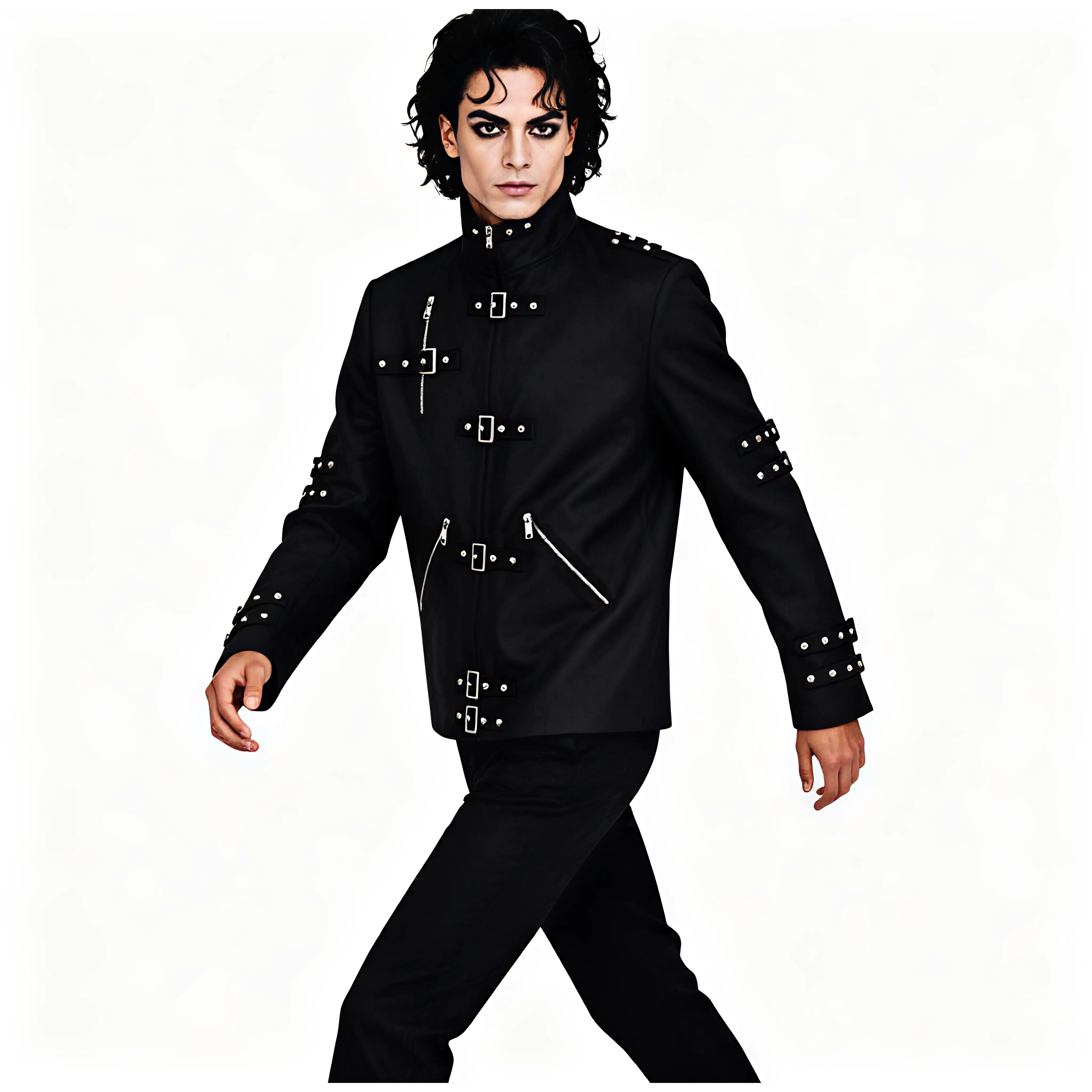 Mens Black Gothic Punk Jacket with Buckles & Studs - Steampunk Halloween Costume Cosplay Stage Performance Coat, Vintage Alternative Fashion