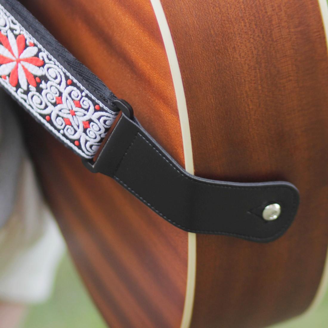 Embroidered Guitar Strap Vintage Ethnic Style Adjustable Backstrap for Acoustic Electric Bass Ukulele Guitar Accessories