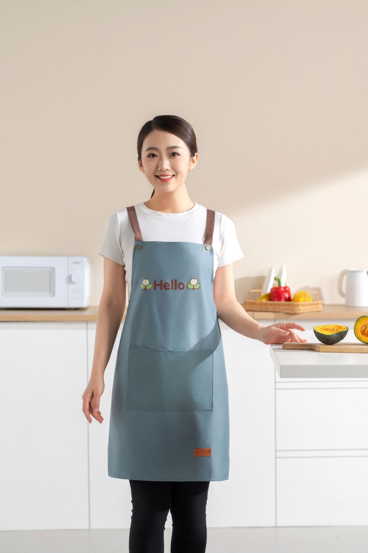 Kitchen Apron Waterproof Oilproof Convenient Pocket Chef Cooking Apron Men Women Barista Manicurist Work Aprons Waiter Uniform