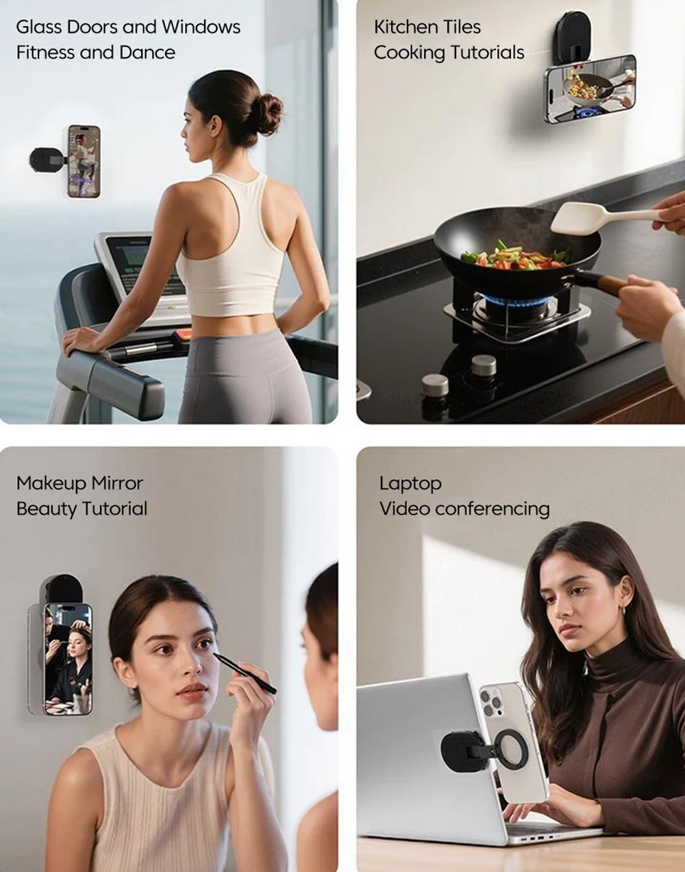 Three-in-One Magnetic Phone Stand, Multi-functional Foldable Portable Magnetic Adhesive Stand, Phone Desktop Wall Mount Stand, Finger Ring Magnetic Adhesive Stand, Foldable Rotating Three-in-One Multi-functional Phone Stand