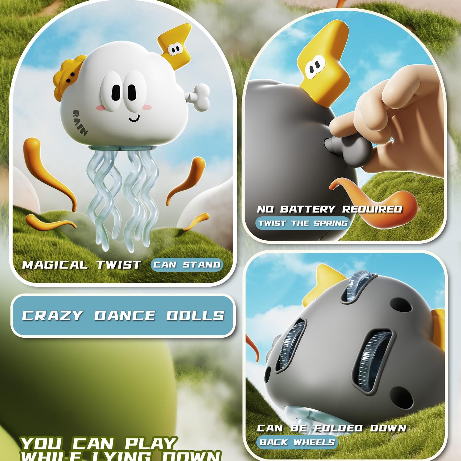 Cute Dancing Cloud Toy, Wind-Up Cloud Baby Animal Stress Relief, Realistic Infant Plaything, Moving and Running Mechanical Toy