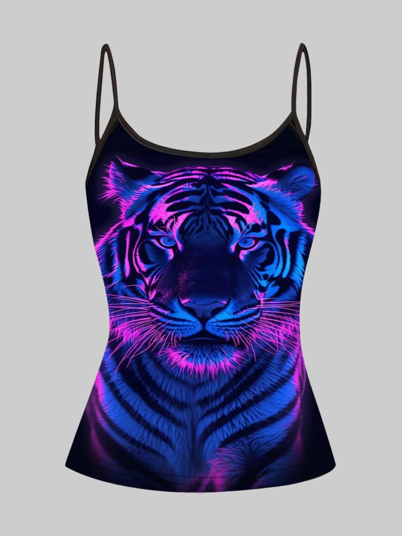 Vibrant Wolf Tiger Phoenix Dreamcatcher Print Adjustable Straps, Casual Sleeveless Top, Home Wear & Outerwear, Slim-Fit, 4-Piece Set