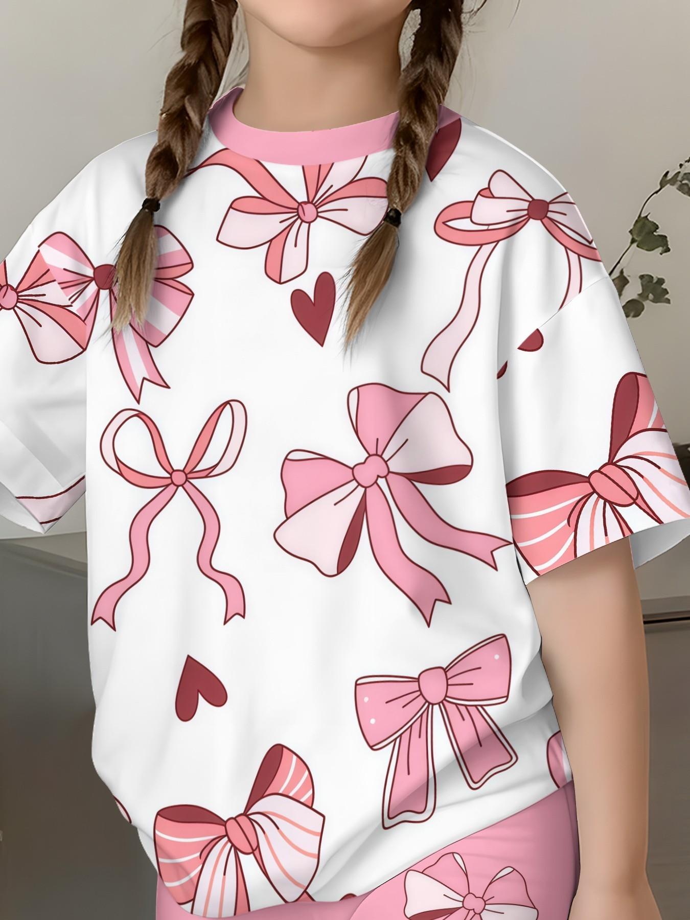 Teen Girl Fashion Street Style Printed Short Sleeve T-Shirt and Fitted Shorts Set, Casual School, Summer Vacation Wear