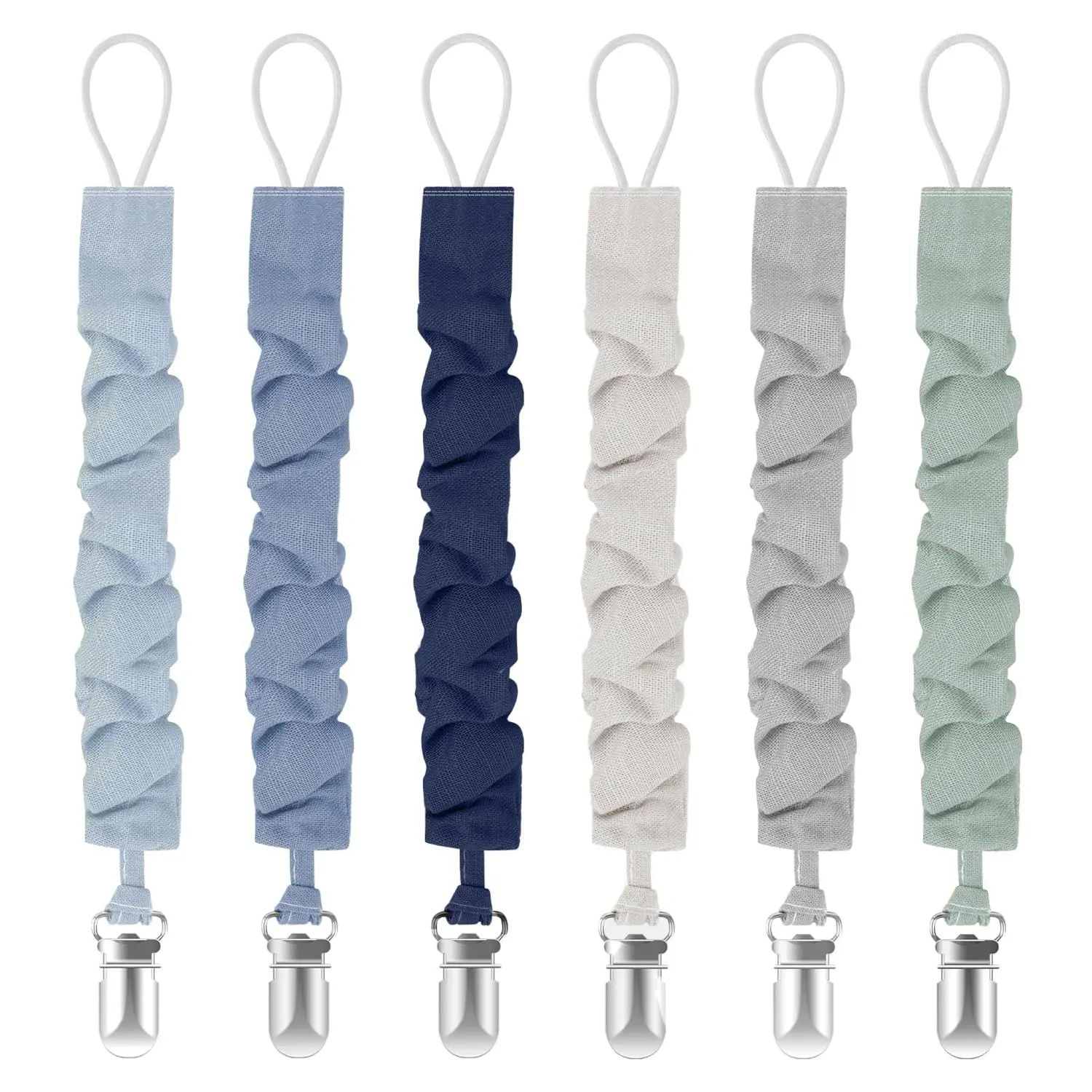 Pacifier Clips for Baby Boys and Girls, Teething Relief Pacifier Holders, Safe Newborn Essentials, 6 Pack(Gift)