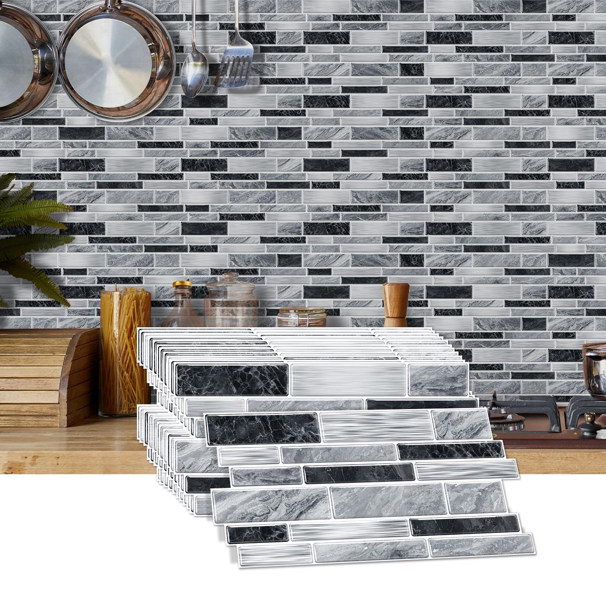Simulation Marble Splicing Models Tile Wall Stickers, Self-Adhesive Waterproof Wallpaper, Bathroom & Kitchen Wall Decoration