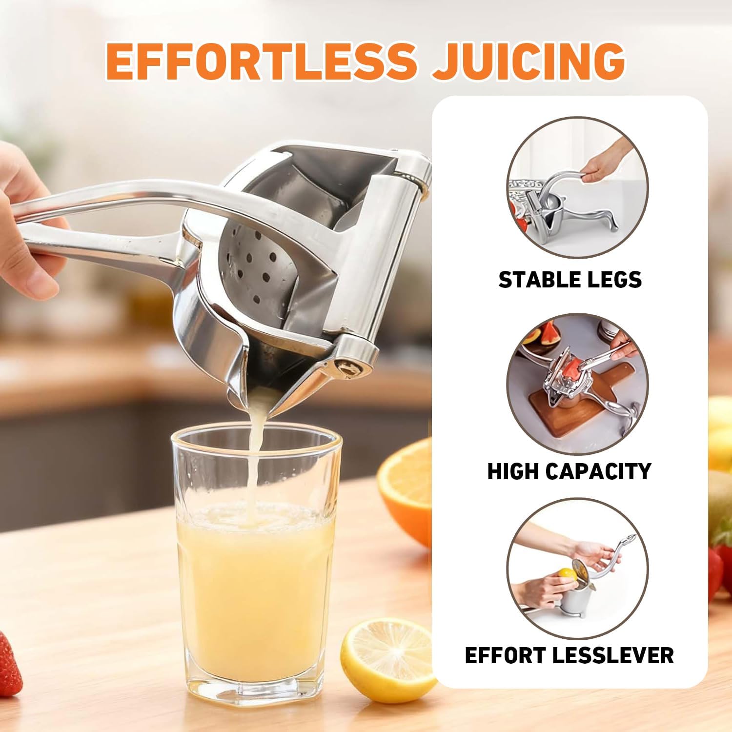 Hand Juicer Squeezer, Heavy Duty Fruit Juice Squeezer Handheld, Manual Juicer Hand Press with  Grip, Cast Iron Juice Extractor for , Citrus, Orange, Lime, Grapefruit, Pomegranate (1PC)