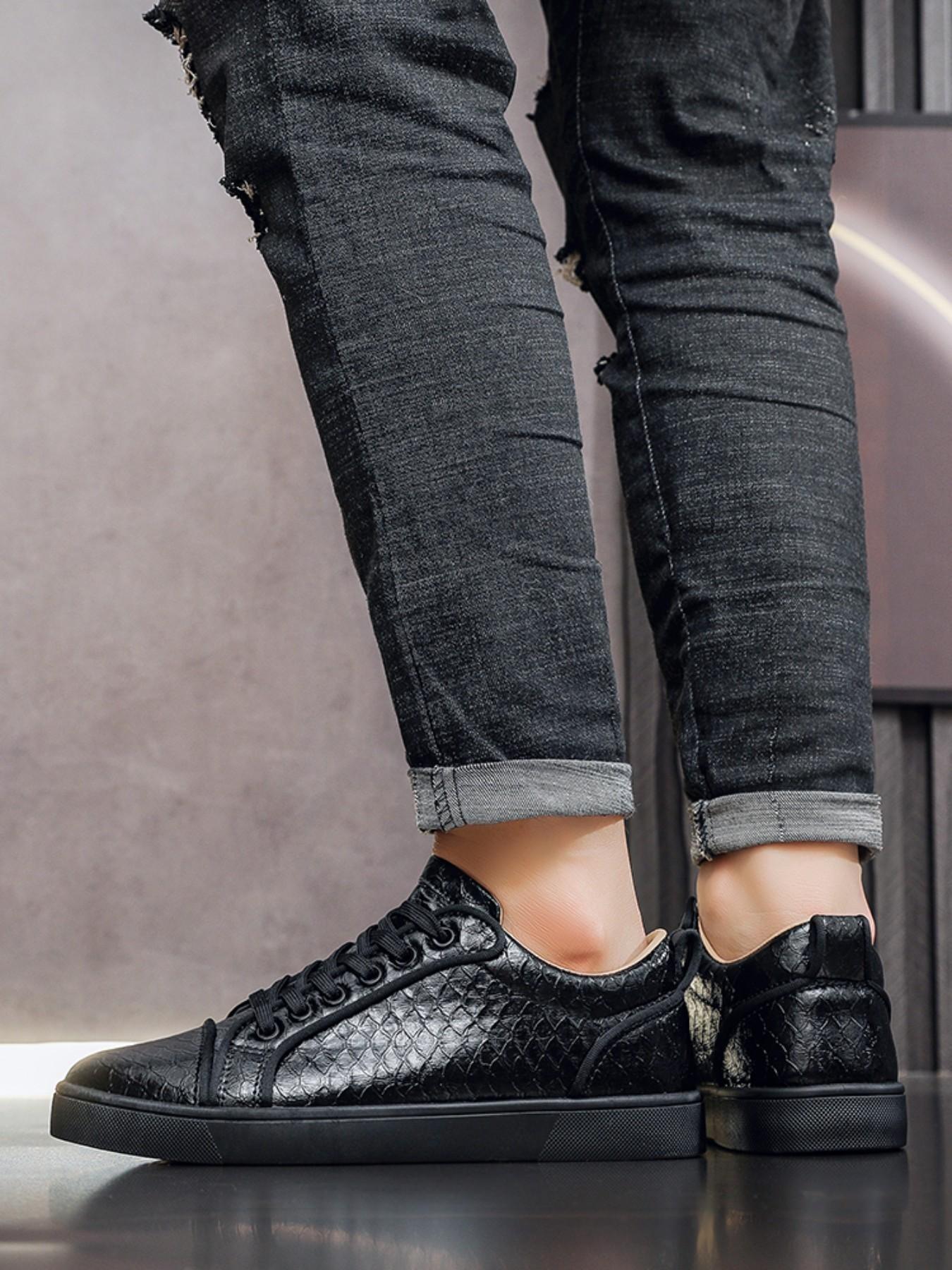 Men's Fashion Simple Style Shoes, Sole Scales Pattern Upper Design, Daily Wear Business Walking Shoes, Comfortable and Stylish