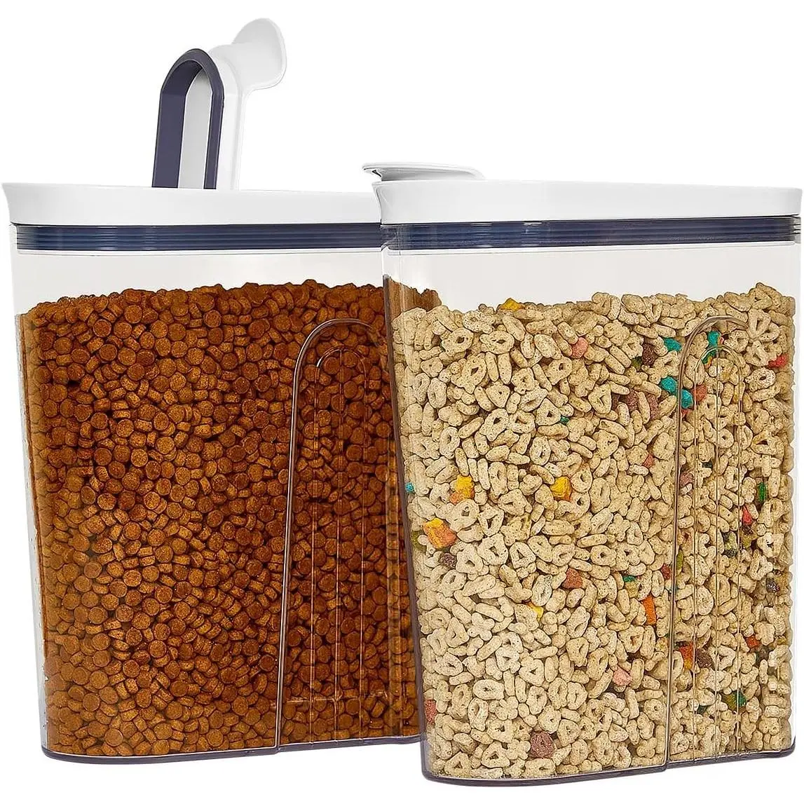 Cereal Container Storage Airtight Holds 32 oz Family Size Breakfast Box with Flip Top Lid, Stackable Acrylic Dry Food Dispenser, Protein Granola Oats Grains, Crunch Keeper (Large 4.1Qt - 2pk)