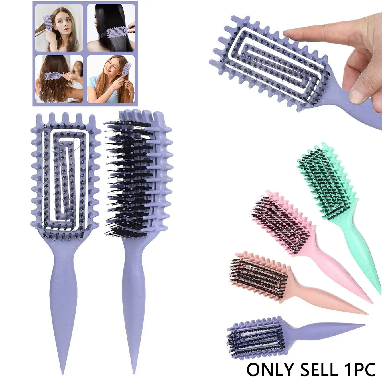 1PC Curly Hair Brush Styling Curl Defining Brush for Women Edge Define Lift Curling Brush for Curly Hair Effortlessly Defined Curls and Reduces Frizz Comb For Curly Hair Hair Styling Tools Hairbrush