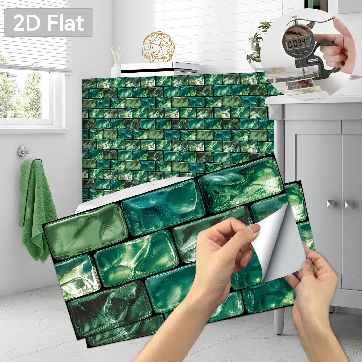 3D Crystal Mosaic Self-adhesive Wall Sticker, Waterproof Moisture-proof Wall Tile Sticker, Decorative Wall Sticker for Kitchen Living Room and Bathroom