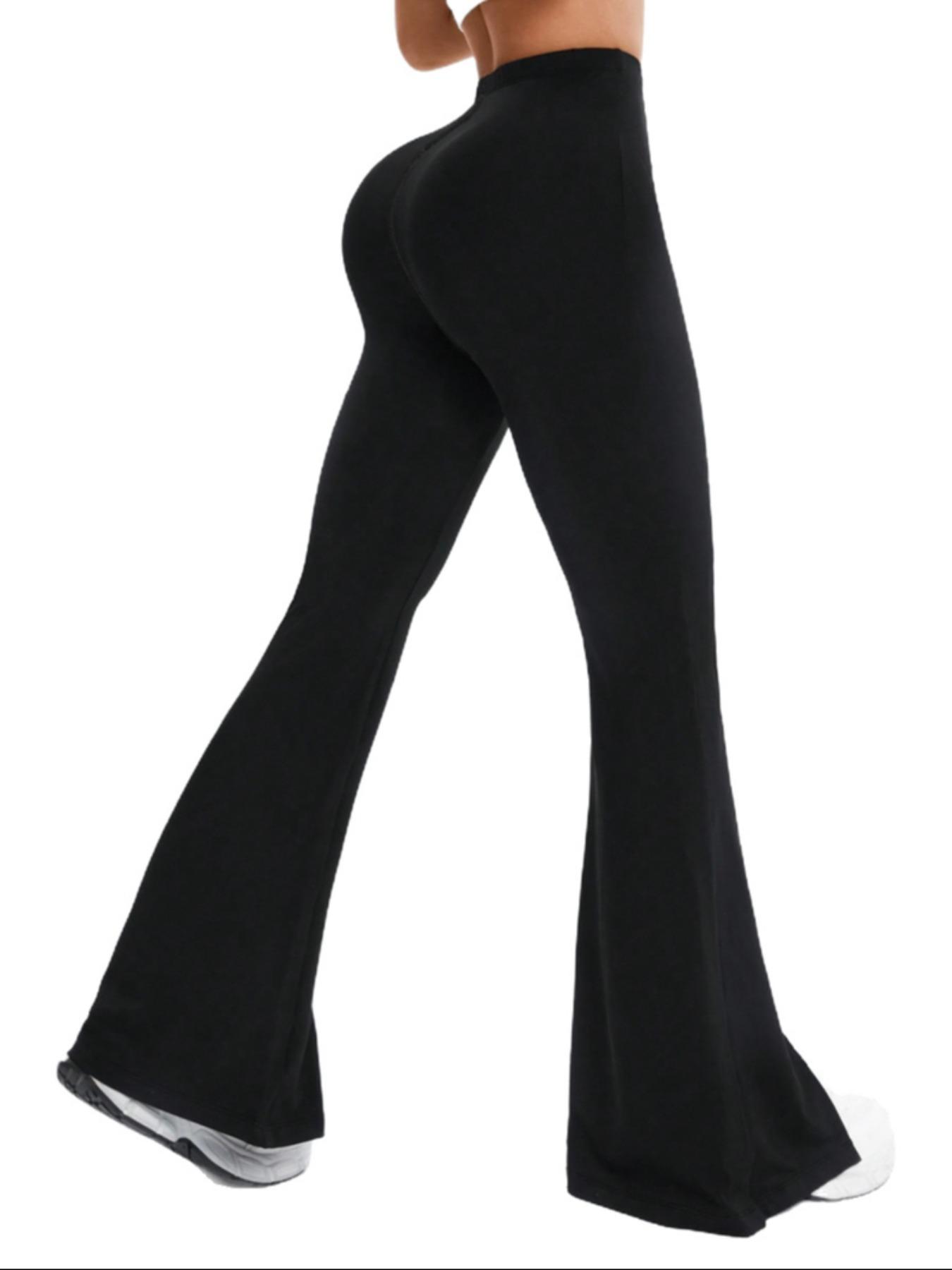 Women's Four Seasons Colorblock Flare Slim Fit Split Leg Pants, High Waist Elasticity Butt Lifting Sports Fitness Trousers, Stretchy High Waist