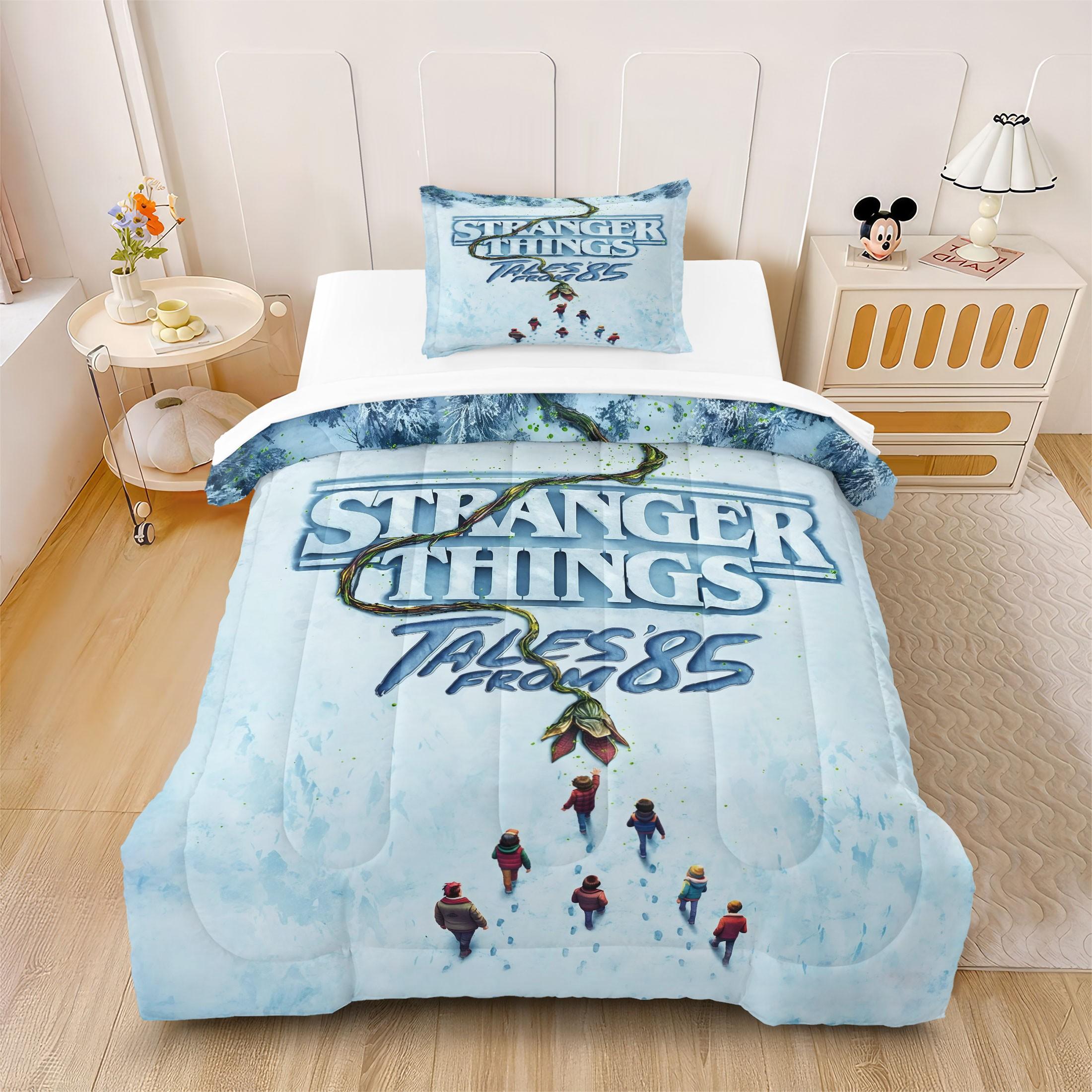 2/3Pcs Stranger Things Snow Print Comforter Set, A Comforting and Whimsical Bedding Set, Available in Multiple Sizes, A Must-Have Gift for Fans, Perfect for Boys', Girls', and Adult Bedrooms