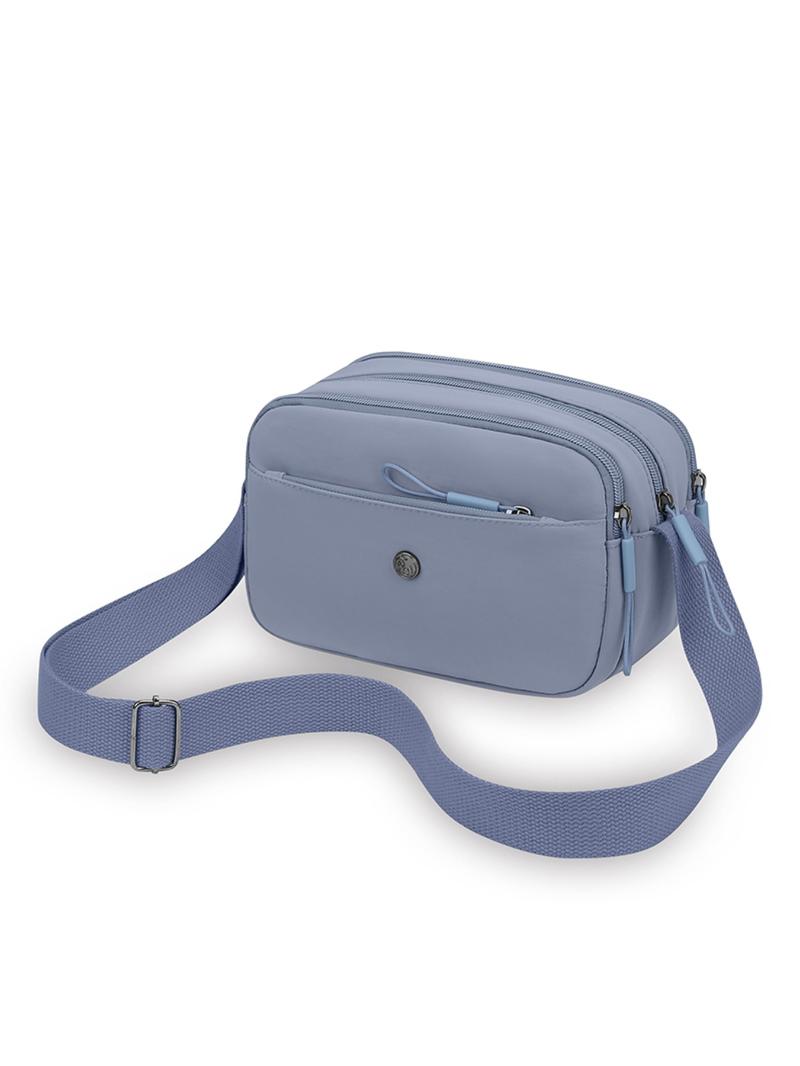 Women's Multifunctional Small Square Bag, Casual Multi-Layer Adjustable Crossbody Shoulder Bag, Lightweight Nylon Commuter Crossbody Bag