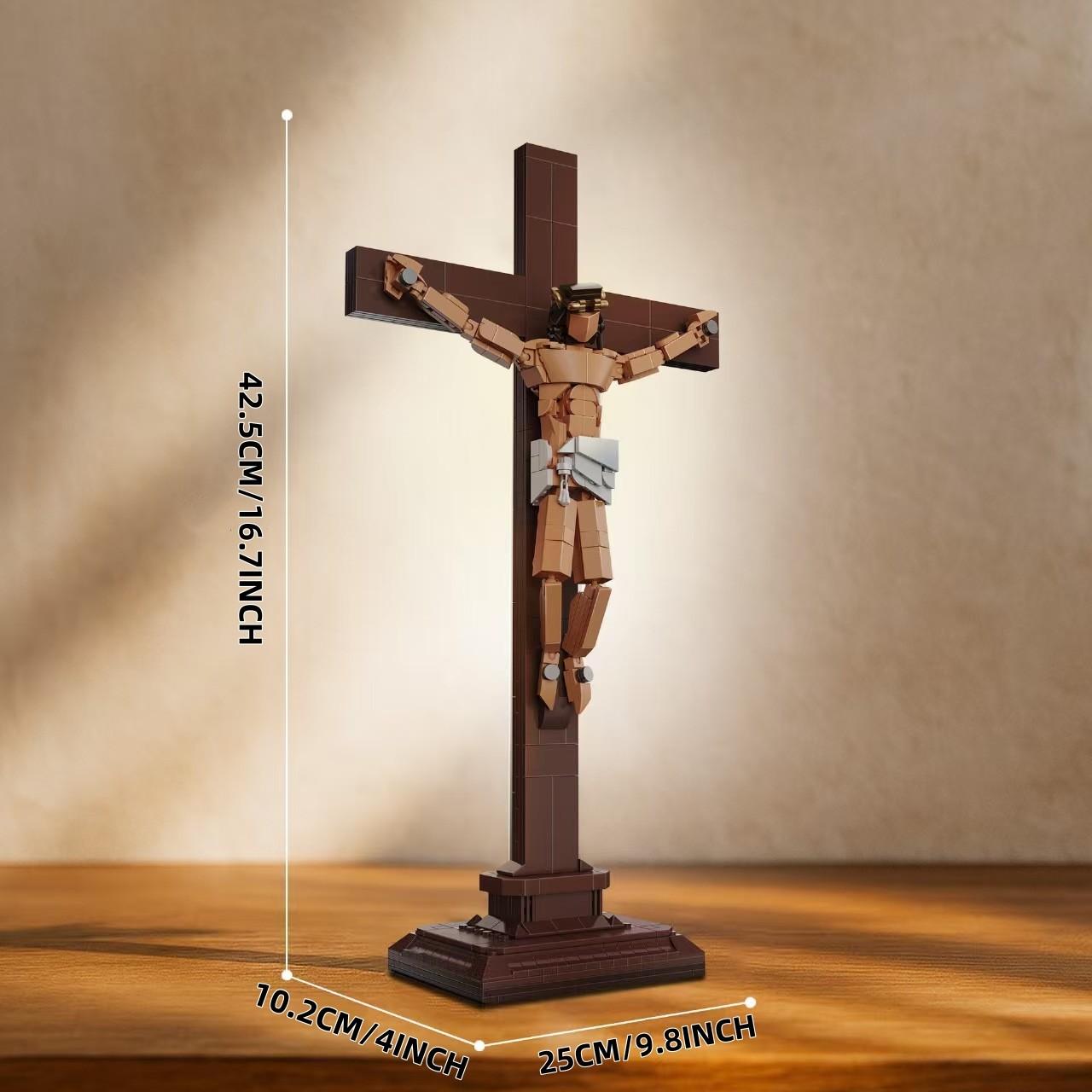 Jesus Crucifix Building Set - 588 Pieces Easter Decoration Ornament, Home Display, Suitable for Ages 8 and Up, Unisex Bricks & Parts