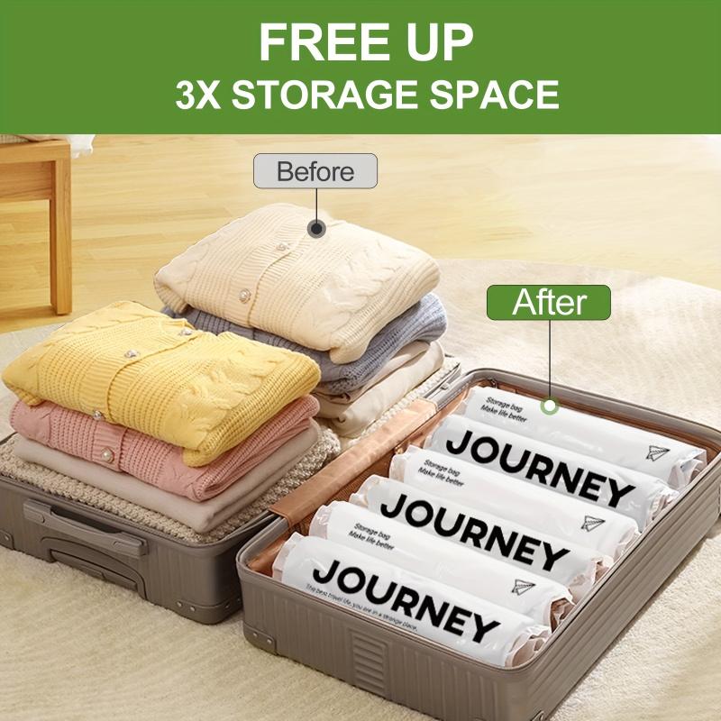 convenient and quick travel essentials, transparent storage bags that do not require a pump or vacuum cleaner, available in various sizes, upgraded with a matte texture, suitable for towels, socks, cosmetics, underwear, and jackets