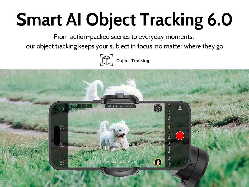 AOCHUAN Gimbal Stabilizer for Smartphone, Automatic Face Tracking Gimbal w/Wireless Charging iPhone Gimbal for iPhone 15 Pro Max/Android Foldable 3-Axis Handheld anti-shaking Phone Gimbal (1 piece) for Live Video Recording -Smart X Pro