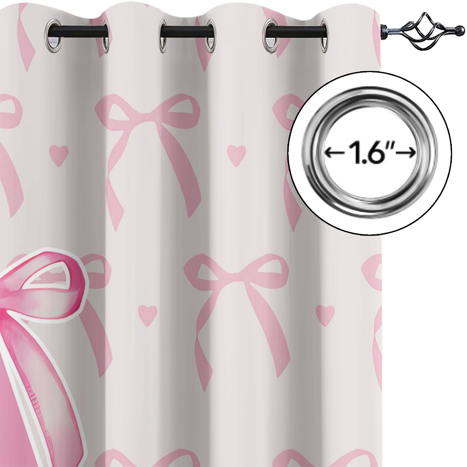 2Pcs Letter Printed Curtains, Pink Princess Style Home Decor, Soft Polyester Fabric, Blackout and Heat Insulation, with Metal Grommets, Ideal for Girls' Bedroom, Dorm and Living Room, Aesthetic Girly Decoration