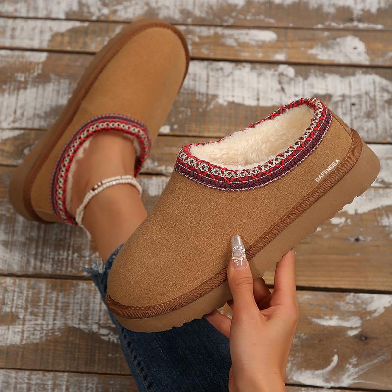 Womens Snow Boots Warm & Durable Thick Flat Soles Snow Boots Non-Slip Soles for Outdoor Winter Slippers