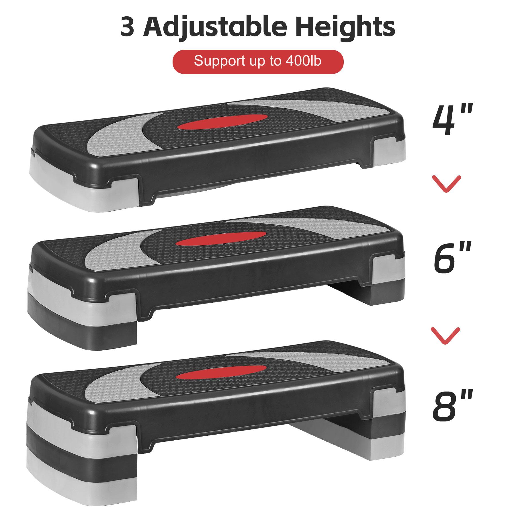 ZENY 30'' Adjustable Workout Aerobic Step Platform W/4 Risers 4’’- 6’’- 8’’, Exercise Stepper Non-Slip, Gray