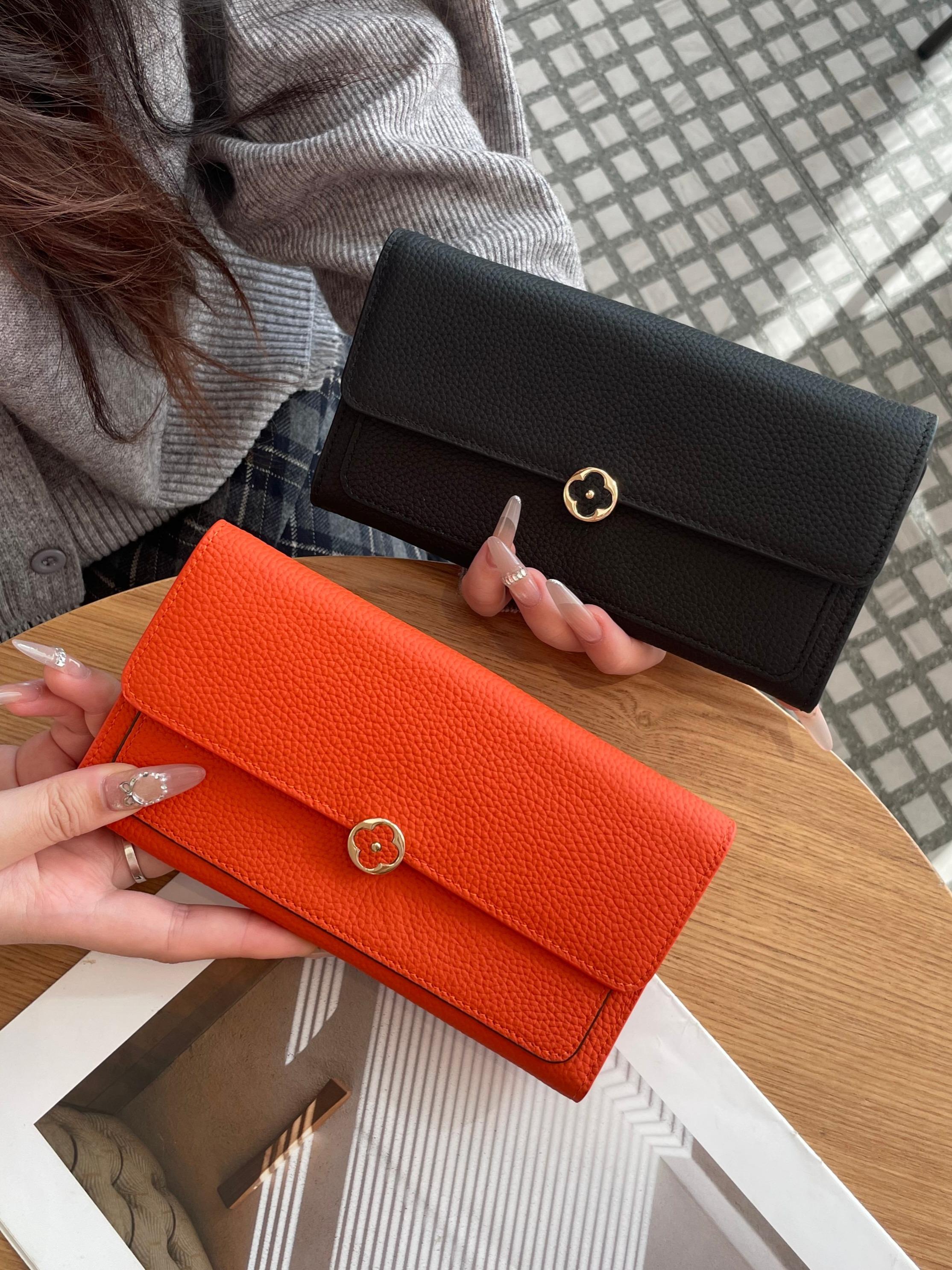 Women's New Full Leather Long Wallet, Cross-Border First Layer Cowhide Handbag, Genuine Leather Clutch Purse, Stylish and Durable