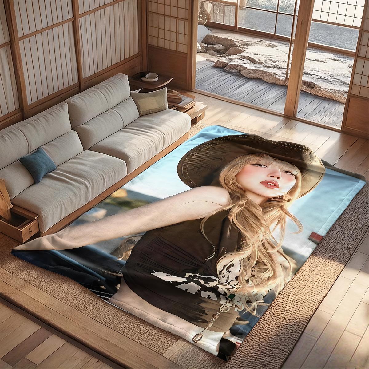 LISA design  flannel blanket, exclusive gift for home, office, camping travel, personalized pattern design, modern style, soft texture