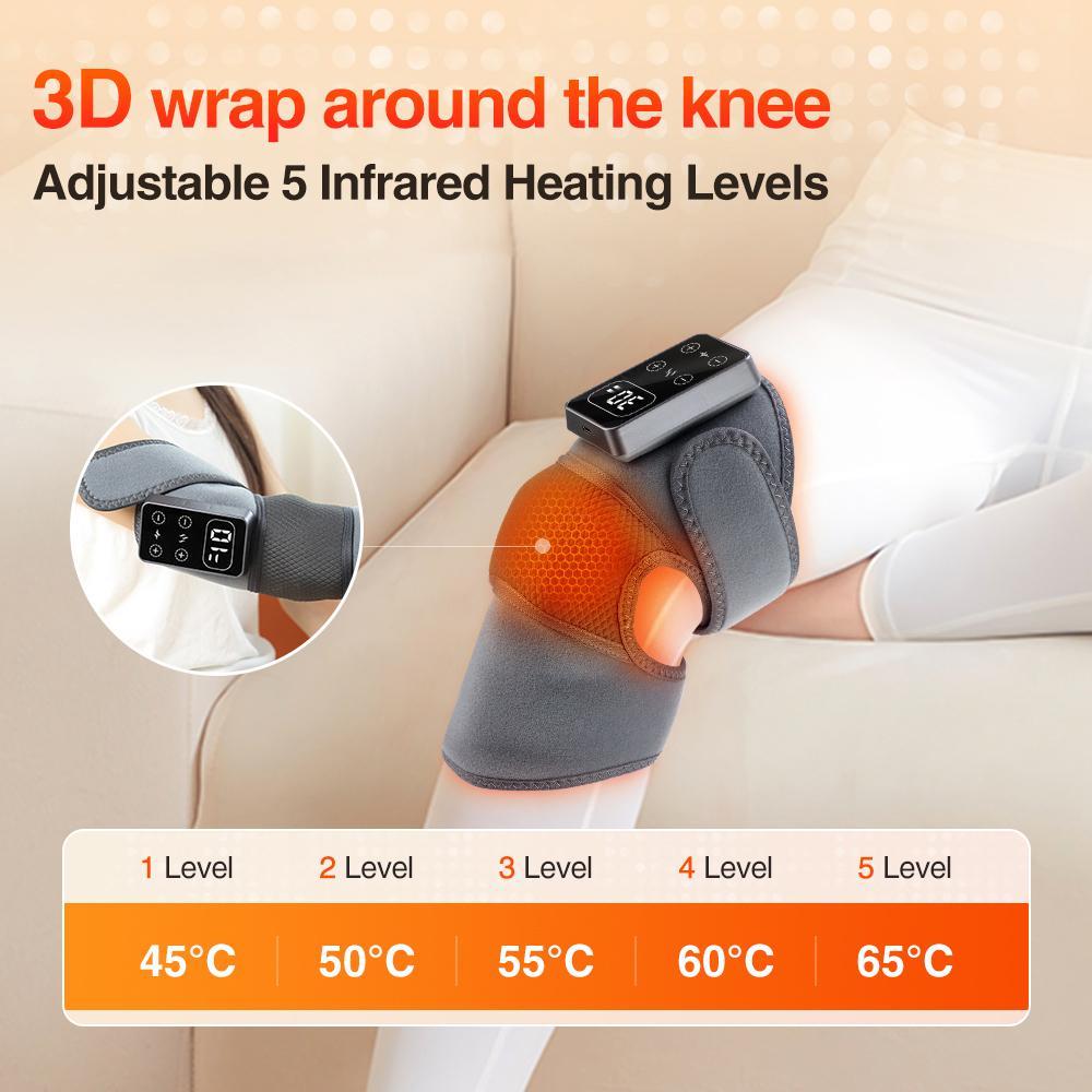 Heated Vibration Knee Pad, 1 Count 5 Level Knee Heating Massager Wrap, Knee Elbow Massage Relaxation Tool for Women & Men, USB Rechargeable Massagers