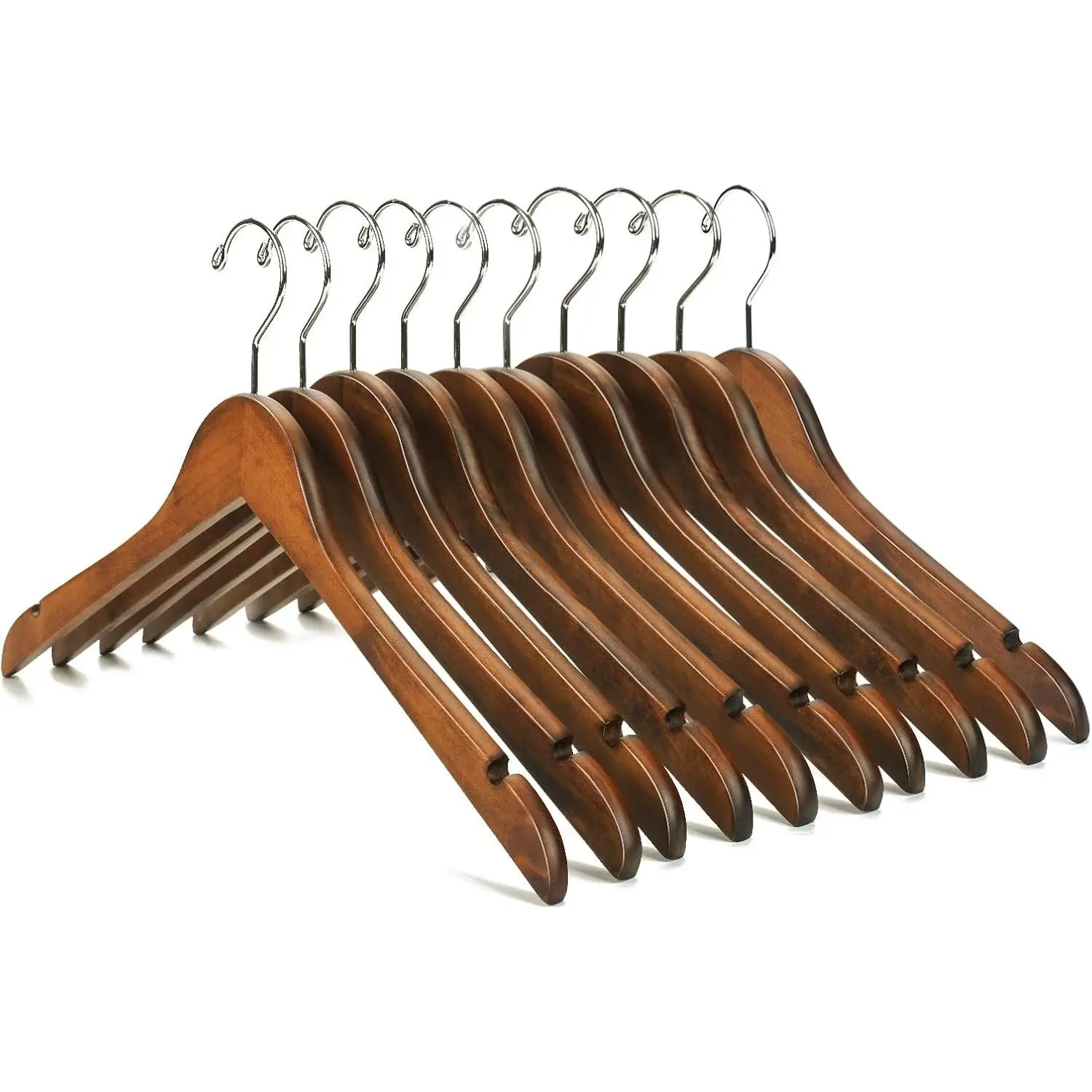 Wooden Coat Hangers Solid Wood Shirt Dress Clothes Hangers(10pcs Retro)