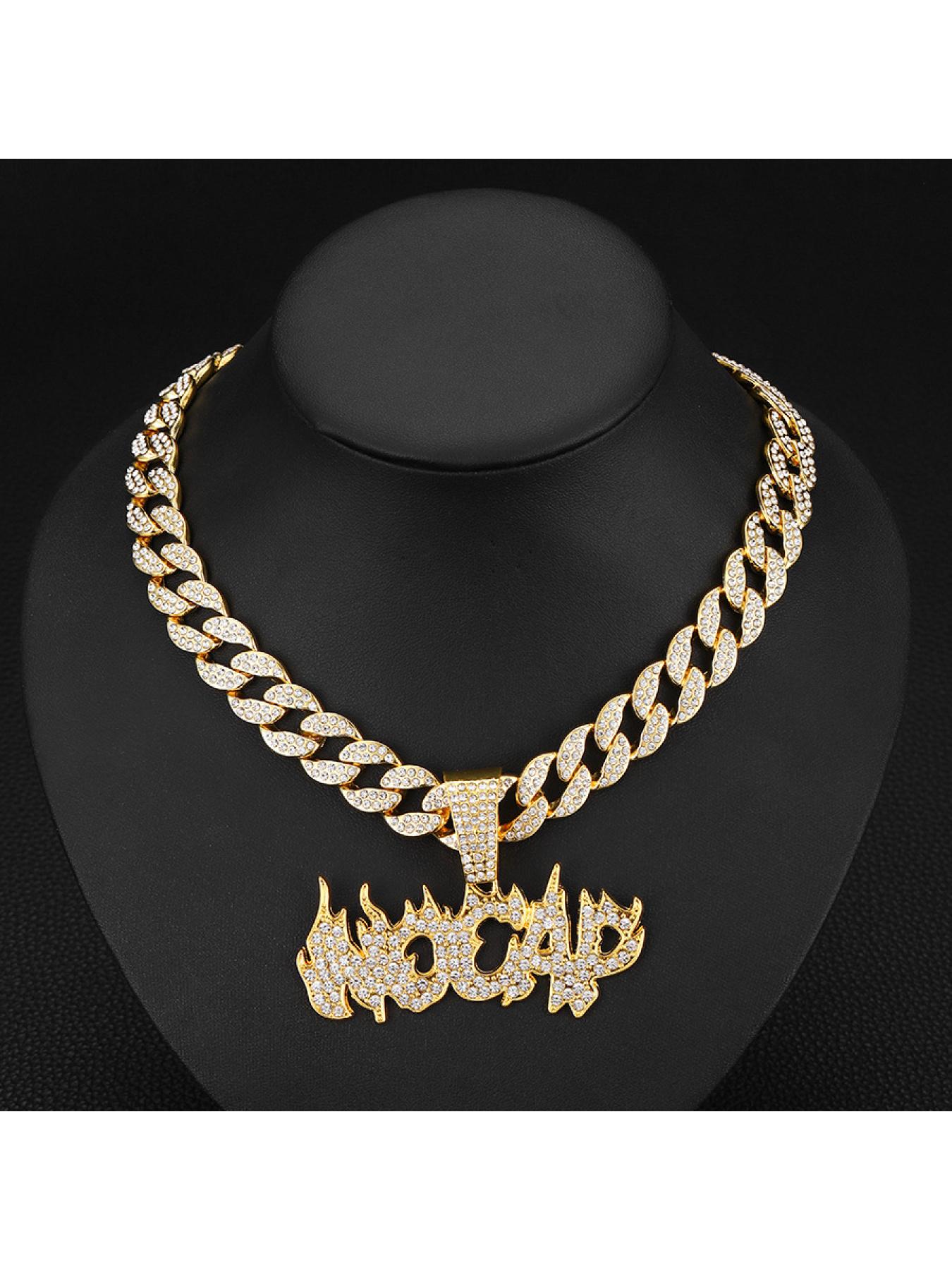 Fashionable Flame Letter NOCAP Alloy Diamond Pendant Hip Hop Retro Personality Necklace Pendant