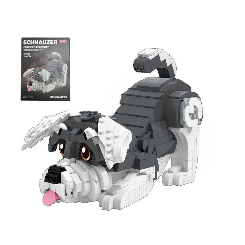 635 PCS / 757 PCS Pet Dog Building Blocks Toys Schnauzer Husky Pet Model DIY Handmade Assembly Bricks Home Decor Kid Holiday and Birthday Gifts