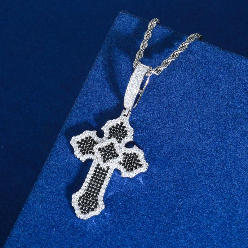 【#P697】Cross Pendant UCCIYO S925 Sterling Silver Synthetic Moissanite Pendant Necklace for Women Men Hip Hop Jewelry Gift