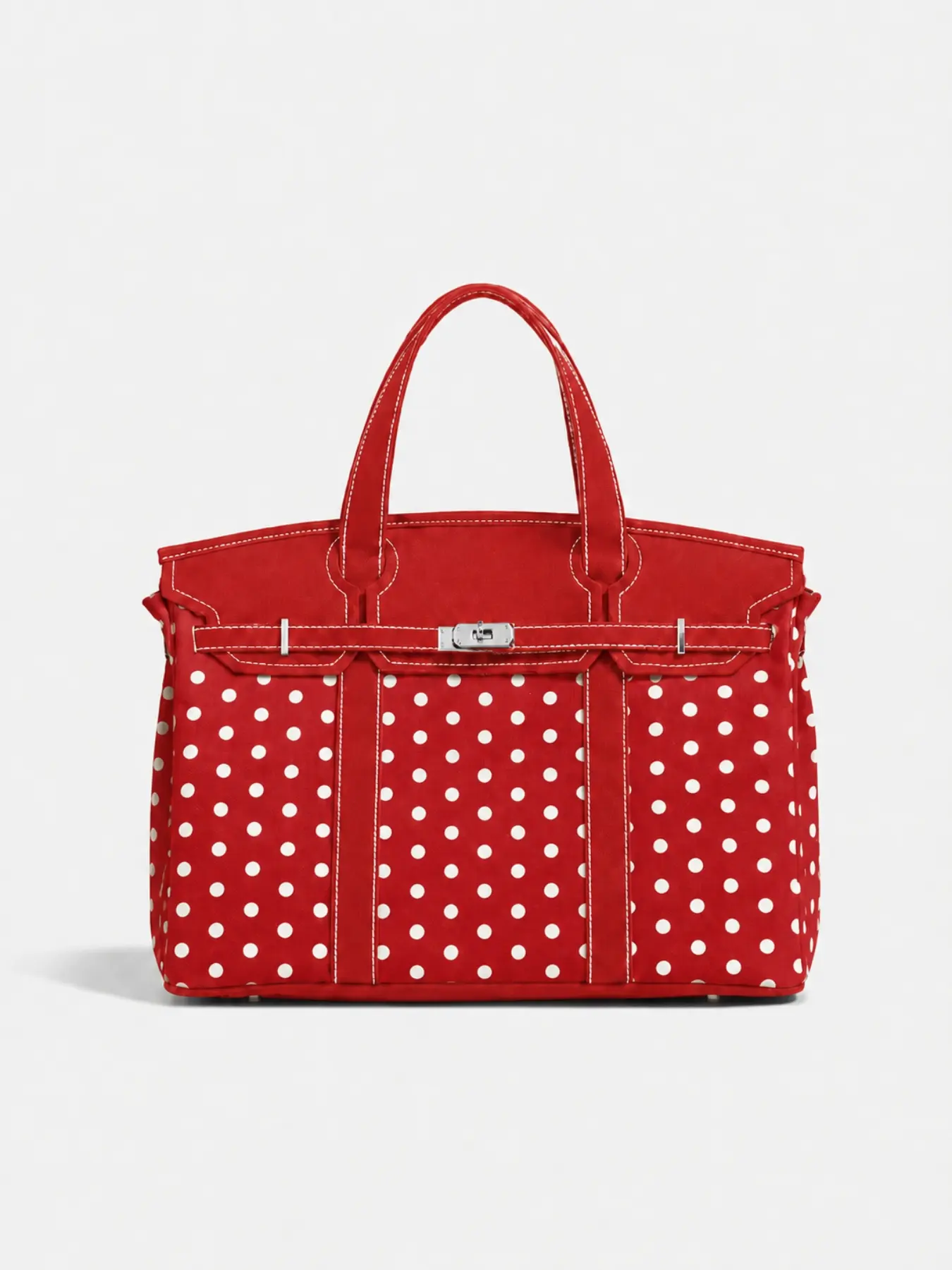 Canvas Polka Dot High-End Colorblock New Fashion Handbag, Casual Trendy Bag, Large-Capacity Commuter Tote Purse Bag, Versatile Fashion Accessory for Daily Use
