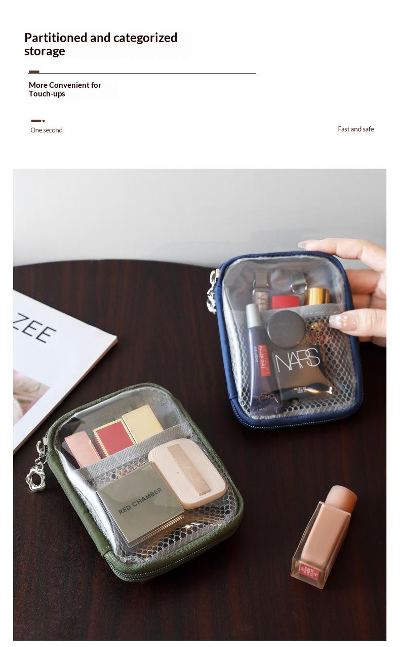 Small Clear Makeup Bag for Purse Travel Cosmetic Case Transparent Toiletry Bag with Zipper, Portable Make Up Organizer Traveling Compact Car Bag for Essentials