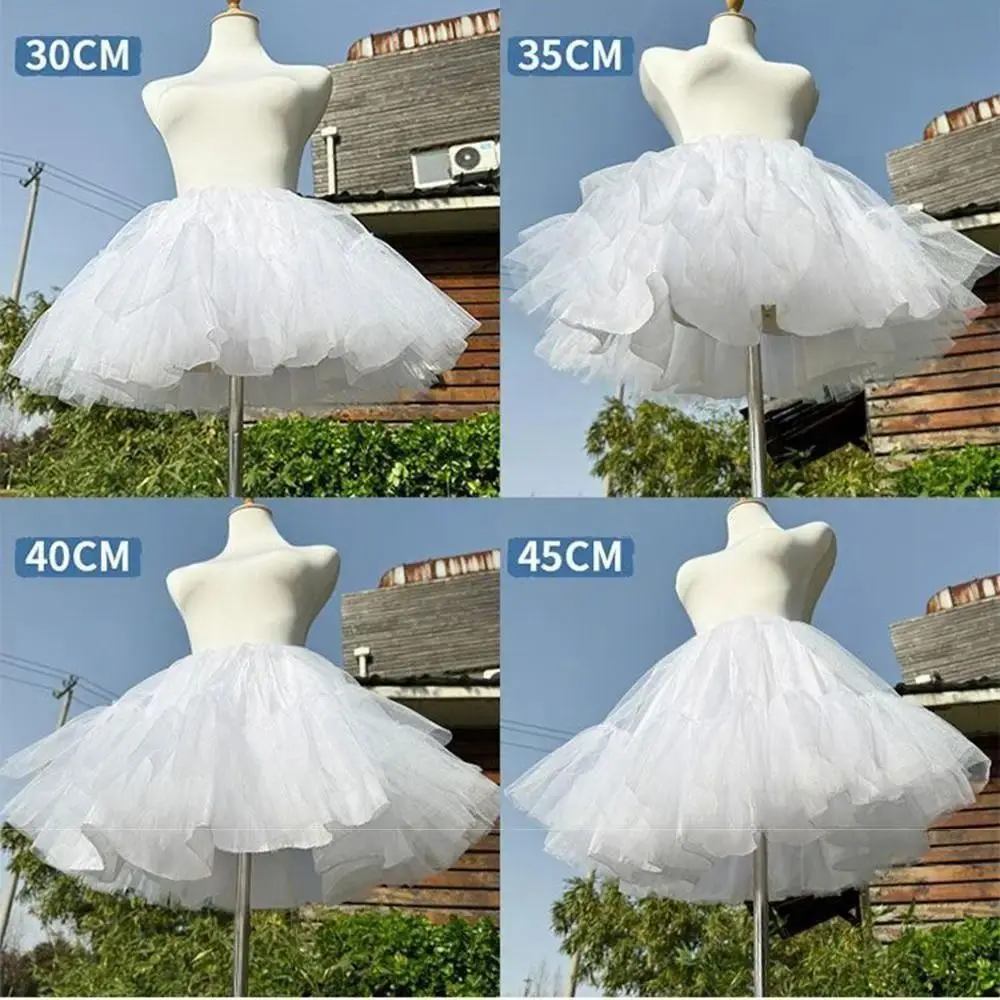 Boneless Design Lolita Petticoat Soft Mesh Elastic Waist Crinoline Underskirt Ruffled 30/35/40/45cm Ball Gown Underskirt