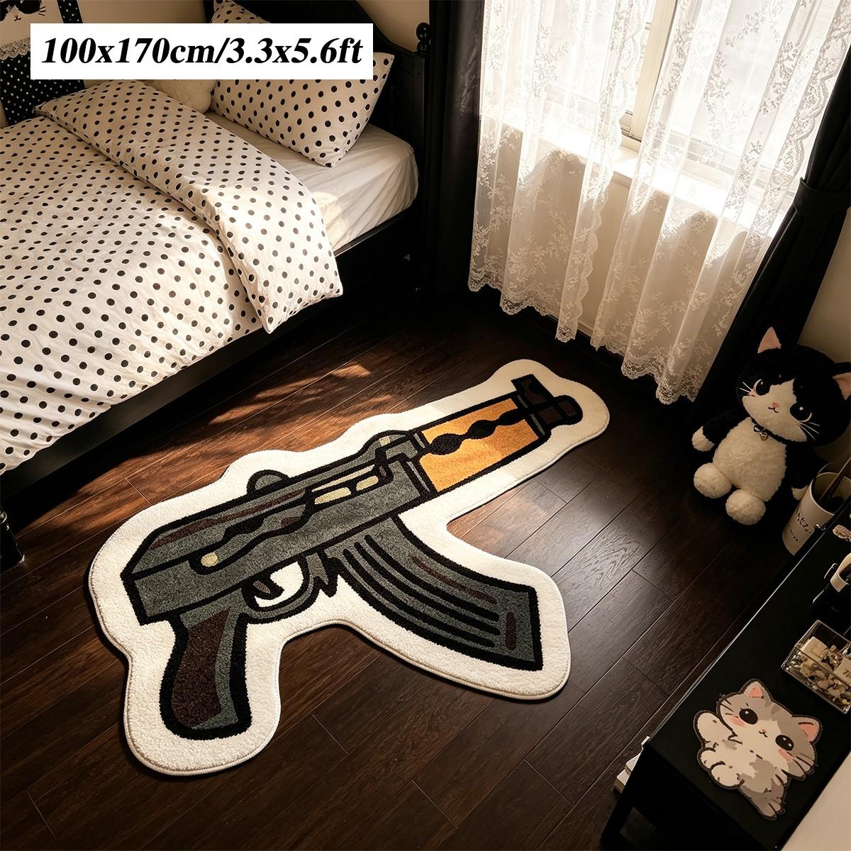 Funny Cartoon Pattern Rug, Soft Bedroom Bedside Carpet, American Style, Holiday Birthday Gift, Living Room Bathroom Kitchen Mat