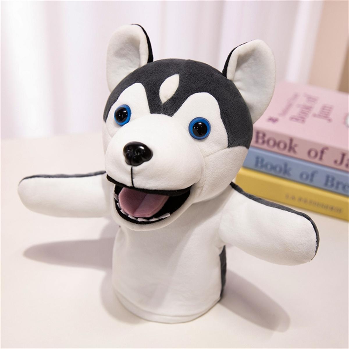 25cm/9.84inch Puppy Hand Puppet Series Plush Toys, soft and fluffy stuffed animals, Dalmatian/Little Yellow Dog/Husky/Corgi, suitable for parent-child interaction, pretend play, role-playing, classroom props, birthday gifts, party games, graduation season