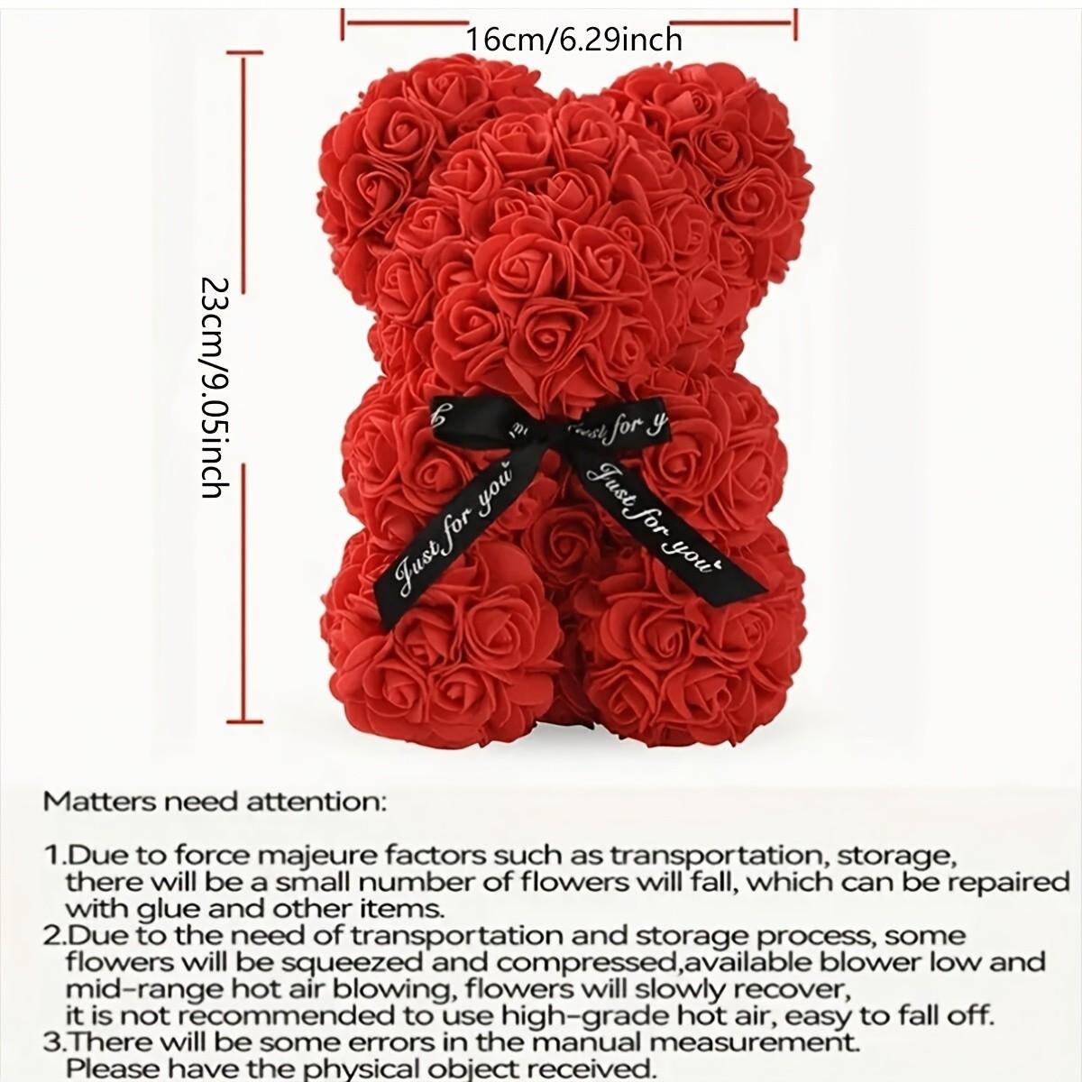 Valentine's Day Rose Bear Gift Set, Cute Teddy Bear with Box and Card, Romantic Birthday Anniversary Decoration