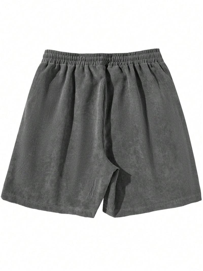 Men's Regular Fit Ribbed Shorts, Casual Comfy Breathable Shorts for Summer, Men's Bottoms for Daily Wear